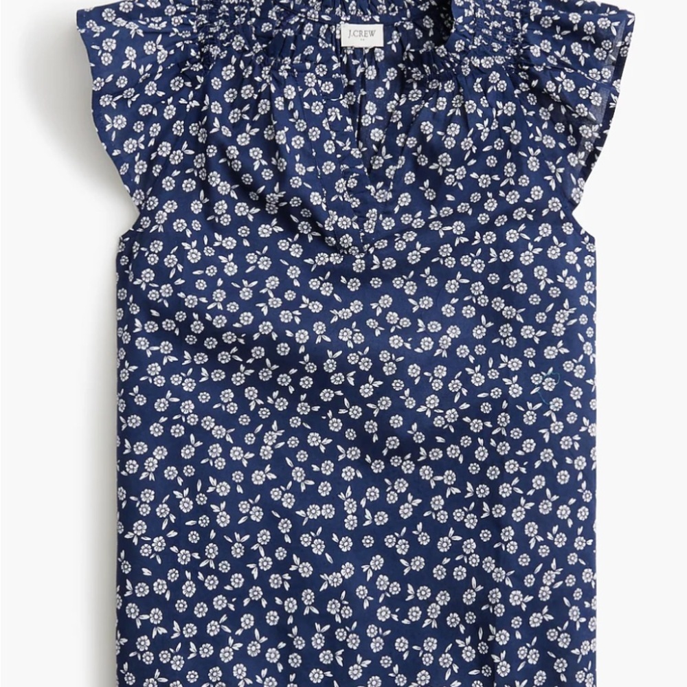 J. Crew Women's Blue Floral Top